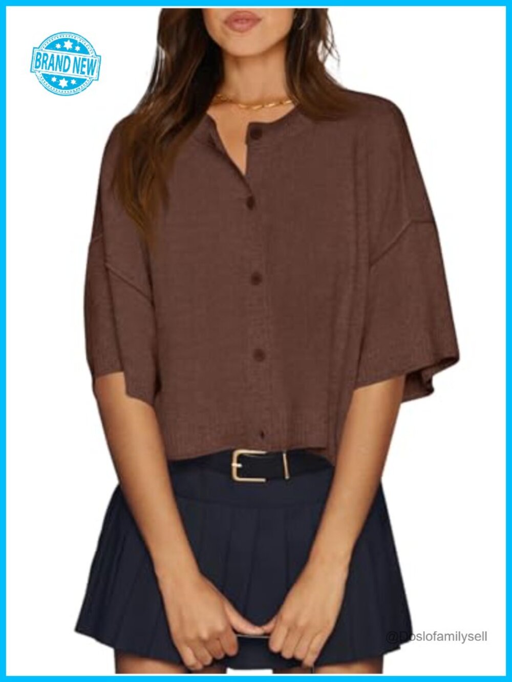 Half Sleeve Button Front Oversized Cardigan Sweater